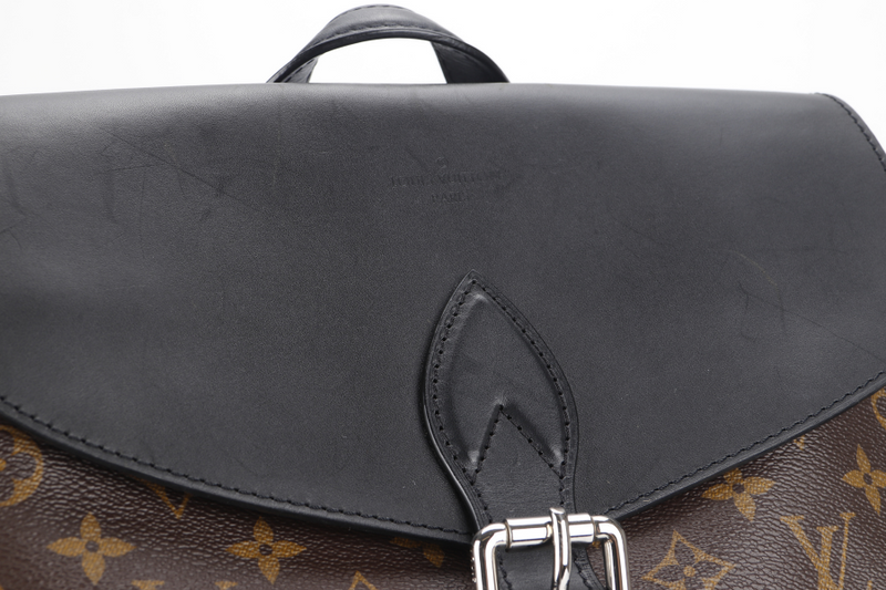 LOUIS VUITTON MACASSAR PARC (M40637) MONOGRAM CANVAS BACKPACK SILVER HARDWARE WITH DUST COVER