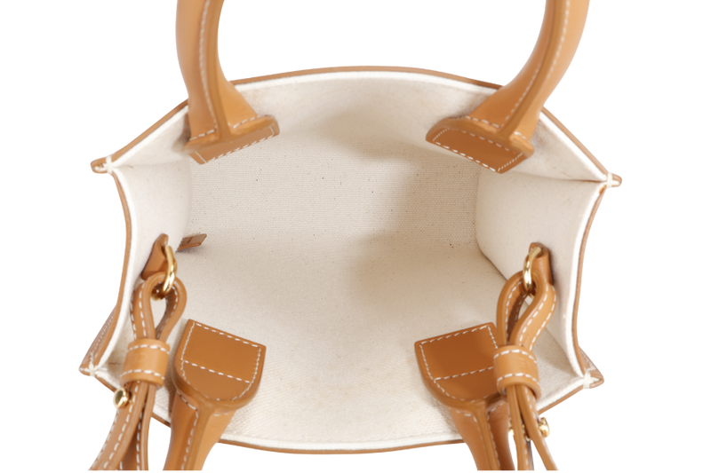 CELINE CABAS VERTICAL TOTE NATURAL TAN COLOR GOLD HARDWARE WITH STRAPS AND DUST COVER