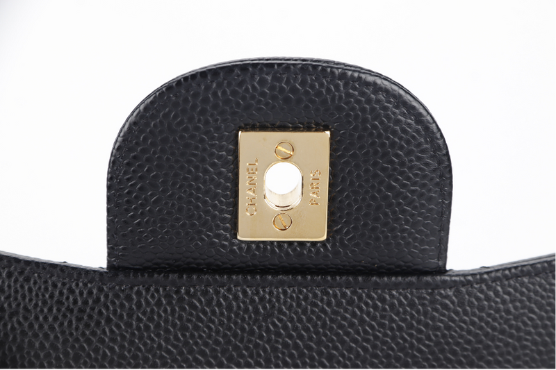 CHANEL CLASSIC FLAP JUMBO (1932xxxx) BLACK GOLD HARDWARE WITH DUST COVER AND BOX