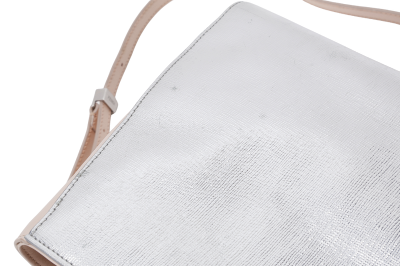 FENDI 8BH253-V0D 2 JOURS (148-2566) PINK & SILVER SAFFIANO LEATHER SILVER HARDWARE WITH DUST COVER