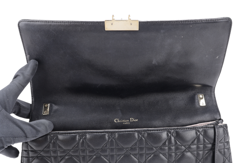 CHRISTIAN DIOR NEW LOCK FLAP BAG BLACK LAMBSKIN LEATHER GOLD HARDWARE WITH KEYS NO DUST COVER