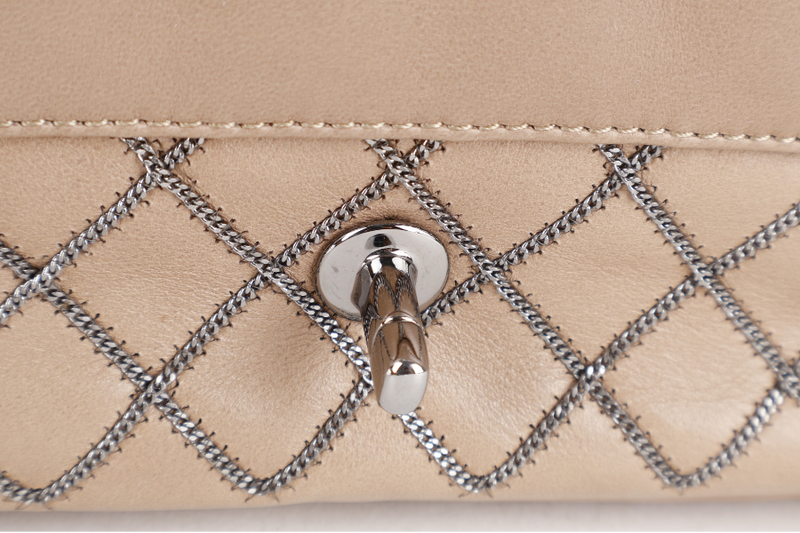 CHANEL CLASSIC FLAP CHAIN QUILTED (955xxxx) SMALL BROWN CALF LEATHER SILVER HARDWARE WITH DUST COVER