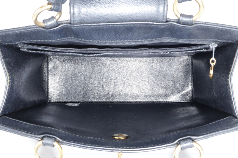 CHANEL TOP HANDLE BAG (500xxxx) BLACK CAVIAR LEATHER GOLD HARDWARE WITH DUST COVER