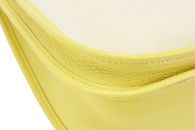 HERMES EVELYNE PM ECRU TOILE LIME YELLOW COLOR STAMP Y (YEAR 2020) WITH STRAP, DUST COVER, BOX AND PAPER BAG