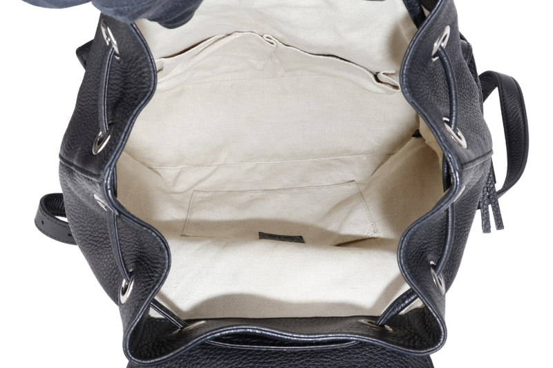 GUCCI BAMBOO BLACK LEATHER BACKPACK WITH DUST COVER