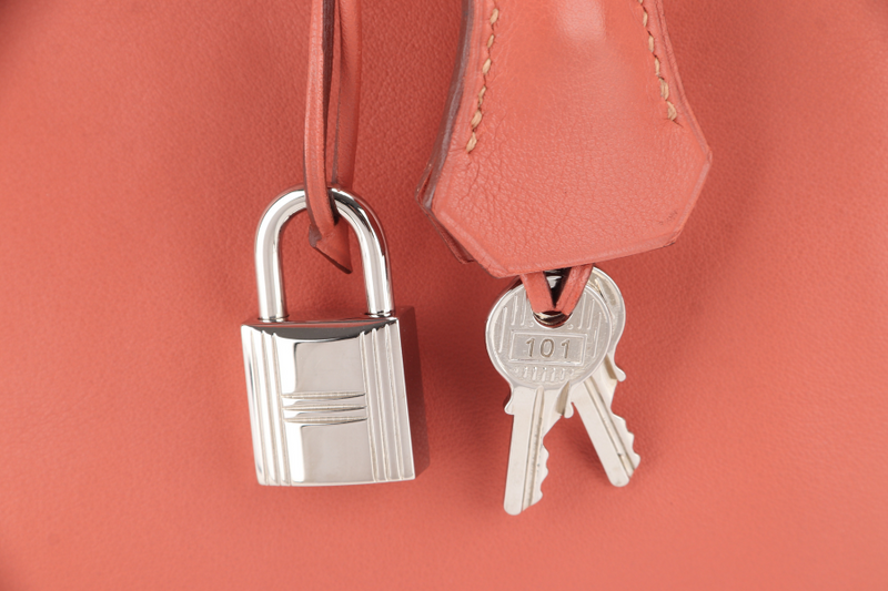 HERMES BIRKIN 25 ROSY PINK SWIFT LEATHER SILVER HARDWARE STAMP L (YEAR 2008) WITH LOCK, KEYS, NO DUST COVER