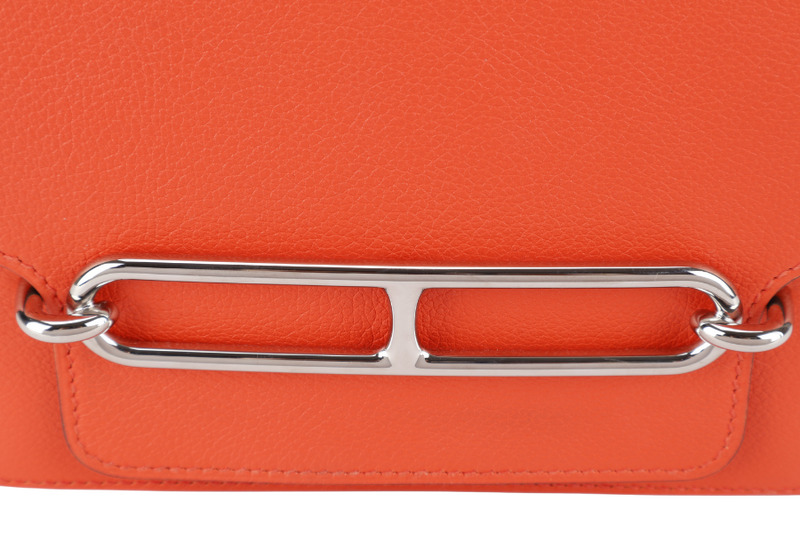 HERMES ROULIS BAG MINI CAPUCINE SWIFT LEATHER SILVER HARDWARE STAMP D (YEAR 2019) WITH DUST COVER AND BOX