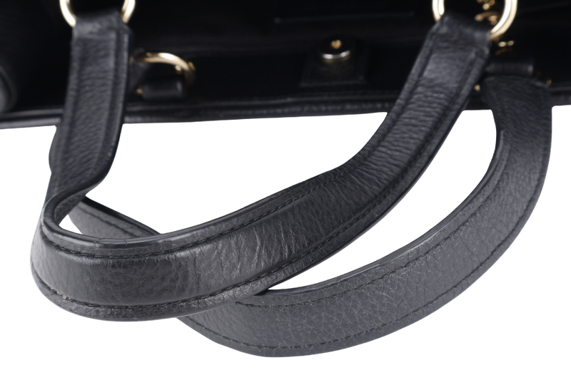 COACH DEMPSEY TOTE BAG 22 WITH COACH PATCH BLACK REFINED PEBBLE LEATHER GOLD HARDWARE WITH STRAPS AND DUST COVER