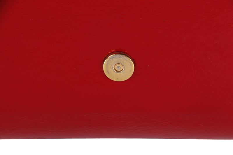 YVES SAINT LAURENT (YSL) BELLE DE JOUR CLUTCH (203855 467891) RED PATENT LEATHER & GOLD HARDWARE WITH DUST COVER