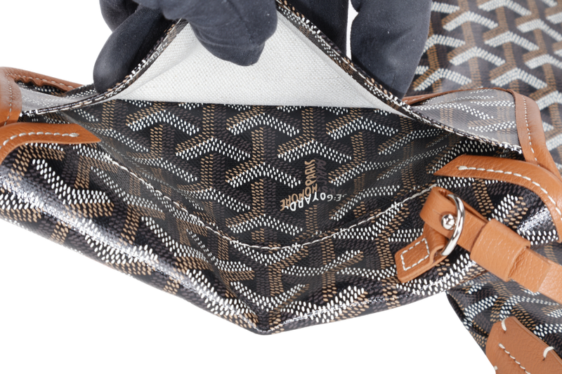 GOYARD BOHEME HOBO BLACK & TAN GOYARDINE WITH POUCH AND DUST COVER