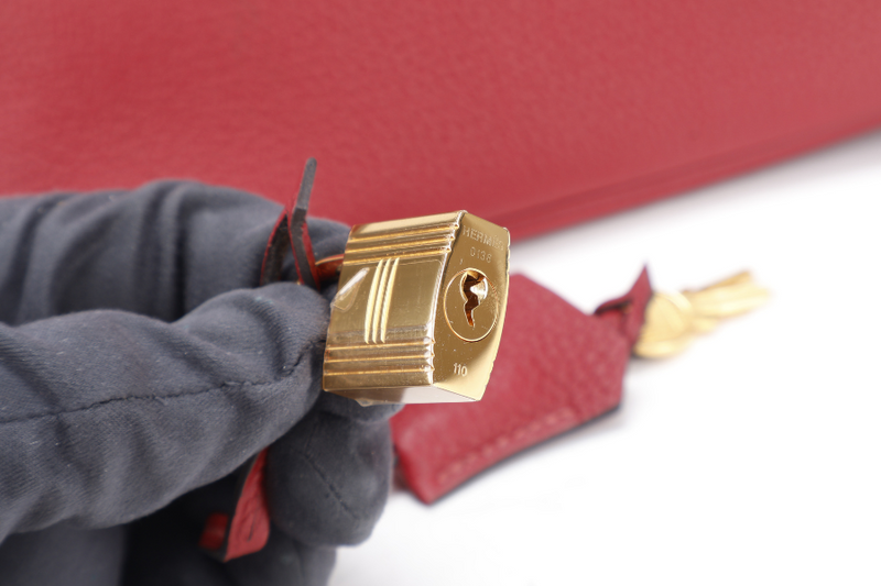 HERMES BIRKIN 25 ROUGE GRENAT TOGO GOLD HARDWARE STAMP C (YEAR 2018) WITH KEYS&LOCK, RAINCOAT, CARE CARD, DUST COVER AND BOX