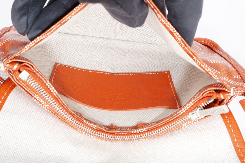 GOYARD GOYARDINE PLUMET ORANGE CANVAS SLING BAG SILVER HARDWARE NO DUST COVER