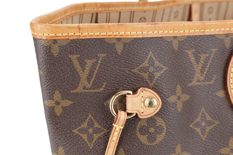 LOUIS VUITTON M46975 NEVERFULL MM MONOGRAM CANVAS GOLD HARDWARE WITH DUST COVER