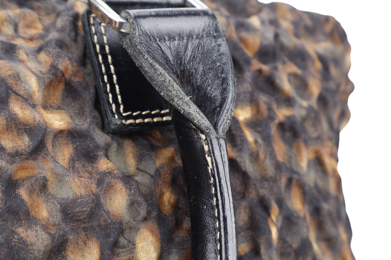 LONGCHAMP TEXTURED BLACK AND BROWN TOTE BAG NO DUST COVER