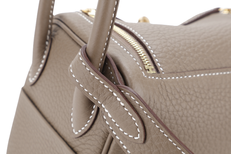 HERMES MINI LINDY ETOUPE COLOR STAMP K (YEAR 2025) CLEMENCE LEATHER WITH DUST COVER