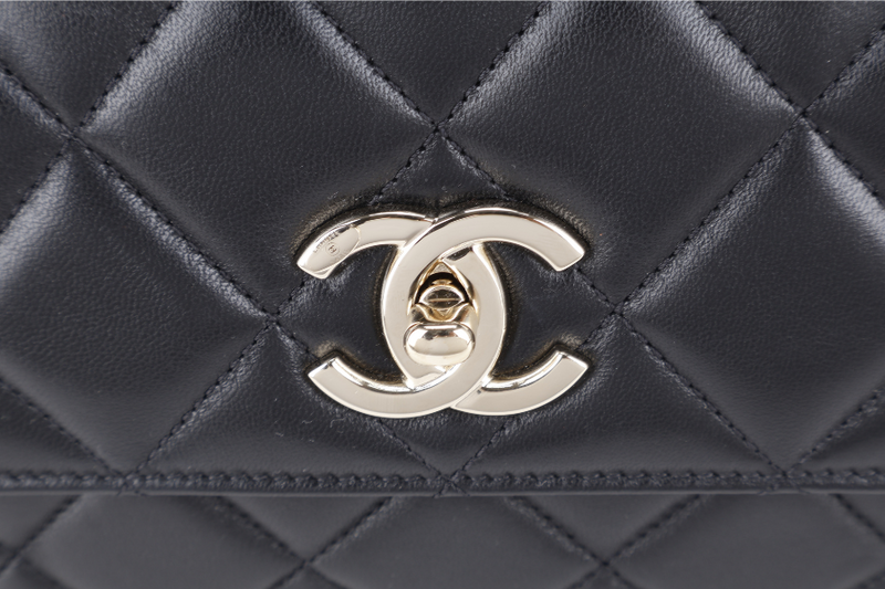 CHANEL TRENDY CC BLACK LAMBSKIN LIGHT GOLD HARDWARE (3126xxxx) WITH CARD, CARE BOOK, DUST COVER AND BOX