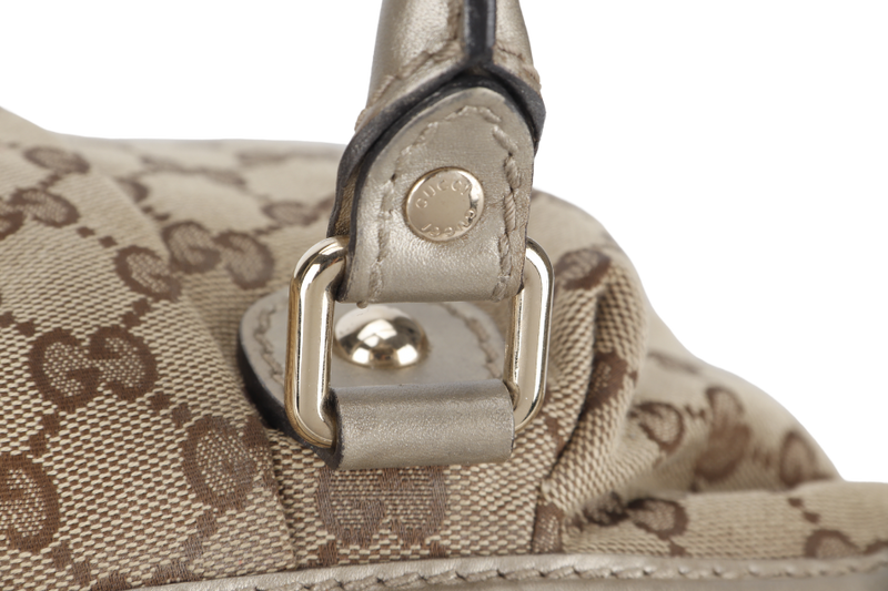 GUCCI SUKEY GG (247902) BEIGE CANVAS 2-WAY BAG SILVER HARDWARE WITH STRAP AND DUST COVER