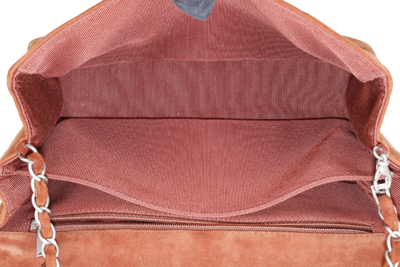 CHANEL CHOCOLATE BAR REISSUE SHOULDER BAG (617xxxx) BROWN SUEDE BRUSHED SILVER HARDWARE NO DUST COVER