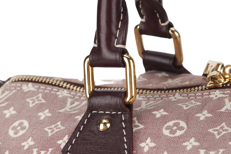 LOUIS VUITTON SPEEDY BANDOULIERE 30 (MB3140) MINI LIN CANVAS GOLD HARDWARE WITH STRAP AND DUST COVER