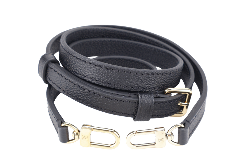 LOUIS VUITTON PETIT SAC PLAT BLACK MONOGRAM EMPREINTE LEATHER GOLD HARDWARE WITH SLING, KEY CHAIN AND DUST COVER