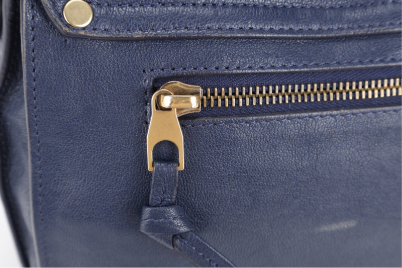 PROENZA SCHOULER PS 1 MEDIUM NAVY BLUE GOLD HARDWARE WITH STRAPS AND DUST COVER