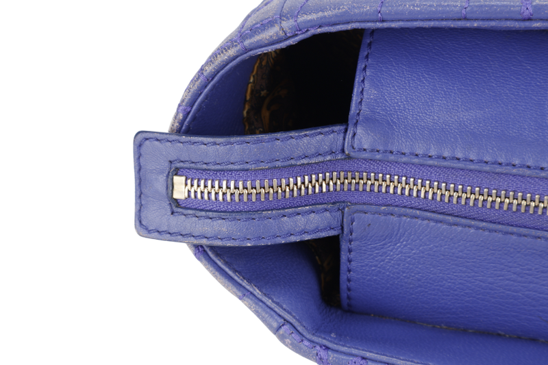 VERSACE PURPLE QUILTED LEATHER ELETTRA VANITAS TOTE GOLD HARDWARE WITH DUST COVER