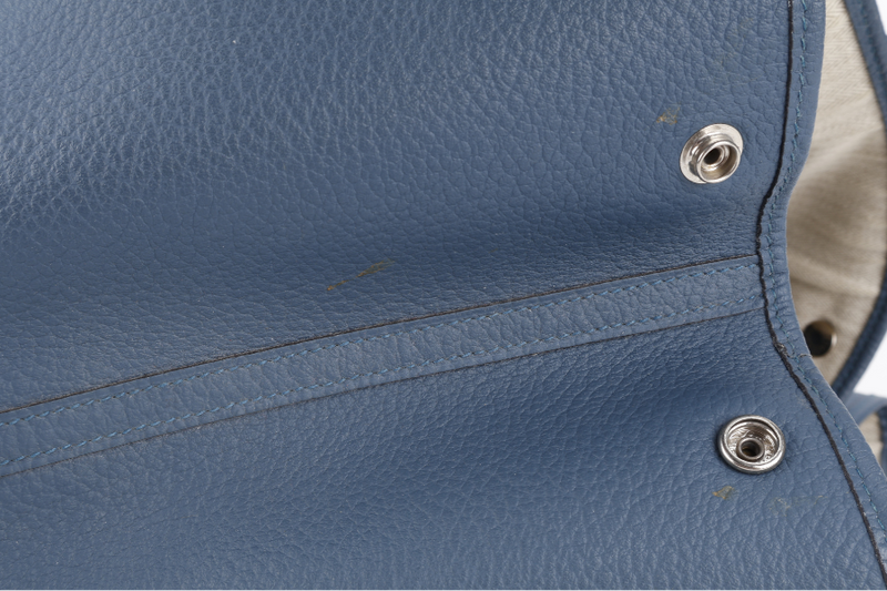 HERMES GARDEN PARTY 36 NEGONDA BLUE COLVERT SILVER HARDWARE STAMP R SQUARE (YEAR 2014) WITH DUST COVER