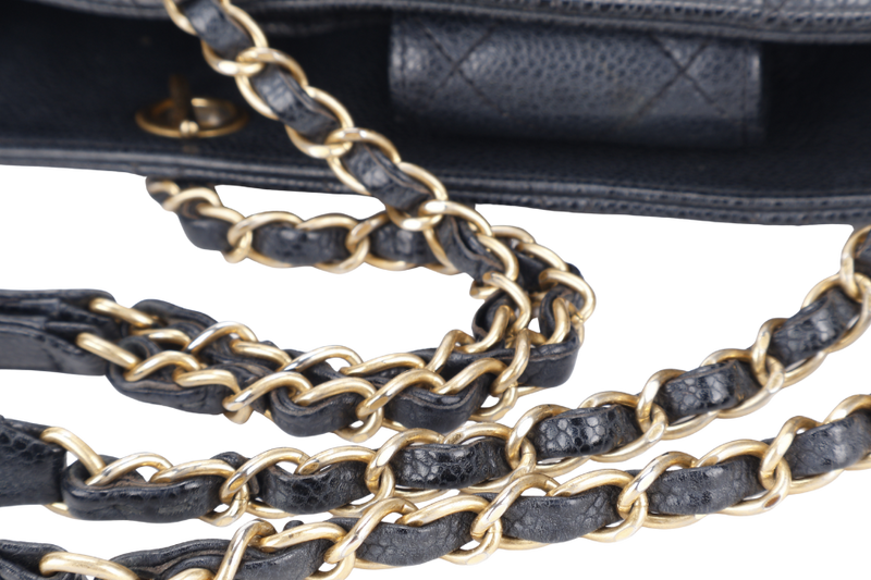 CHANEL BLACK CAVIAR TIMELESS CLASSIC SHOPPING TOTE (2196xxxx) GOLD HARDWARE NO CARD WITH DUST COVER AND BOX