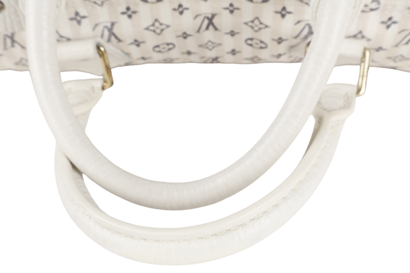 LOUIS VUITTON SPEEDY 30 WHITE MONOGRAM MINI LIN CANVAS GOLD HARDWARE NO DUST COVER