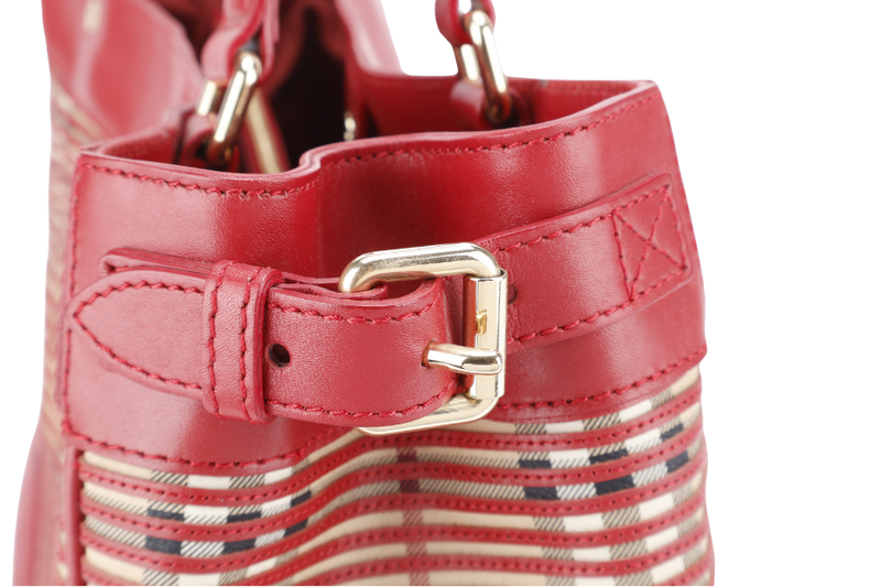 BURBERRY RAVENSCLON PINK HAYMARKET CHECK HANDBAG WITH DUST COVER