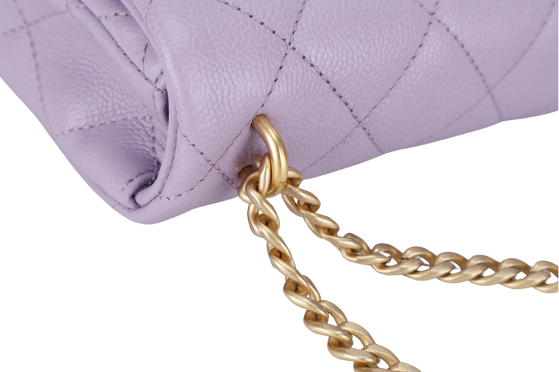 CHANEL MINI SWEETHEART RECTANGLE FLAP BAG (P9TExxxx) LIGHT PURPLE CAVIAR GOLD HARDWARE WITH DUST COVER AND BOX