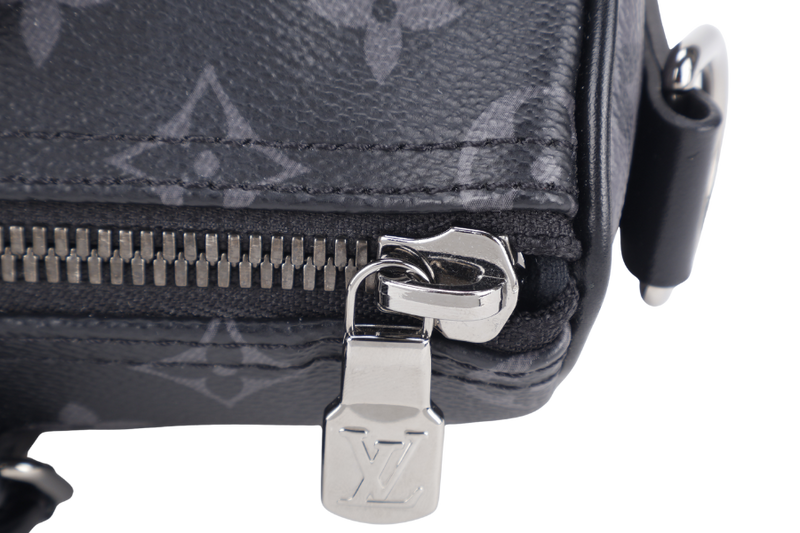 LOUIS VUITTON M46271 SPEEDY BANDOULIERE 25 MONOGRAM ECLIPSE CANVAS SILVER HARDWARE WITH STRAPS, DUST COVER AND BOX
