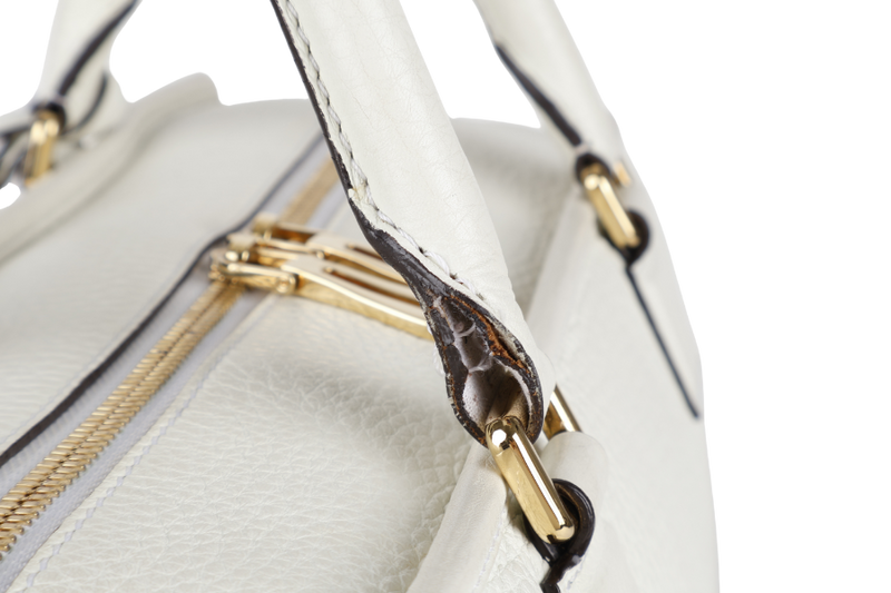 LOEWE AMAZONA 36 WHITE CALF LEATHER GOLD HARDWARE WITH DUST COVER