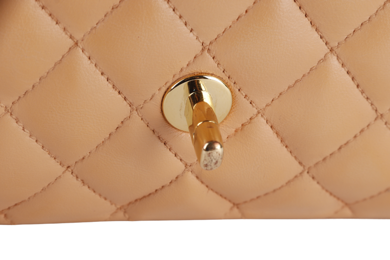 CHANEL CLASSIC FLAP SMALL (9589xxxx) PEACH COLOR LAMBSKIN GOLD HARDWARE