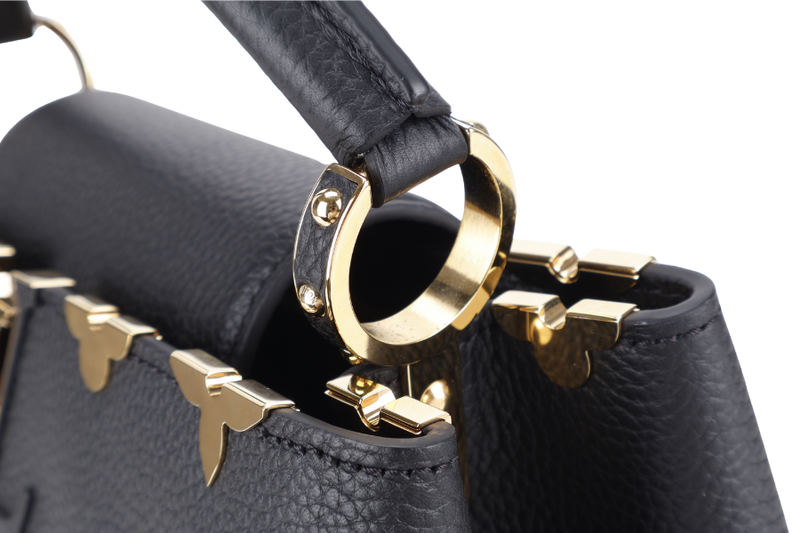 LOUIS VUITTON M54663 CAPUCINES MM BLACK LEATHER GOLD HARDWARE NO DUST COVER