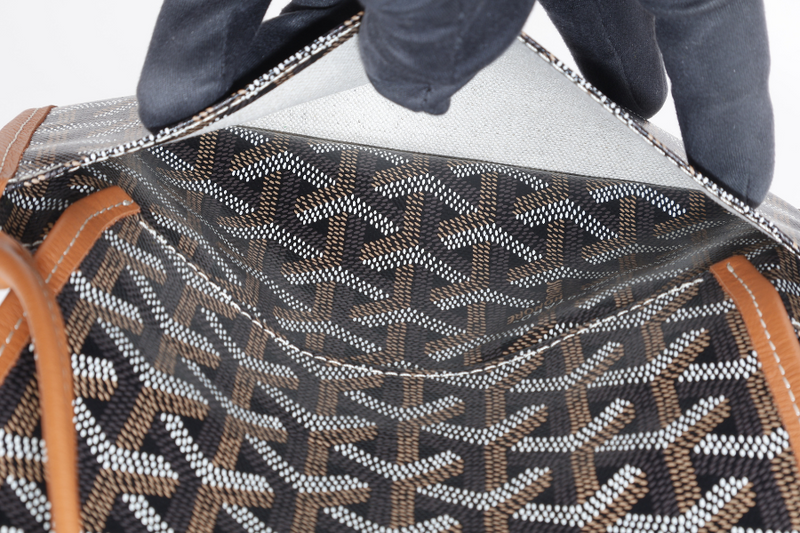 GOYARD PLUMET POCKET WALLET BLACK AND TAN COLOR WITH DUST COVER