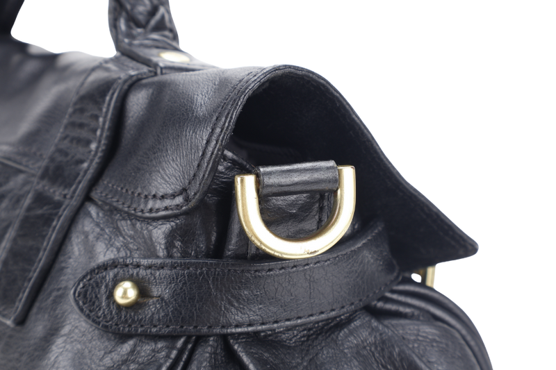 MULBERRY ALEXA SMALL BLACK LEATER 2WAYS BAG GOLD HARDWARE WITH SLING