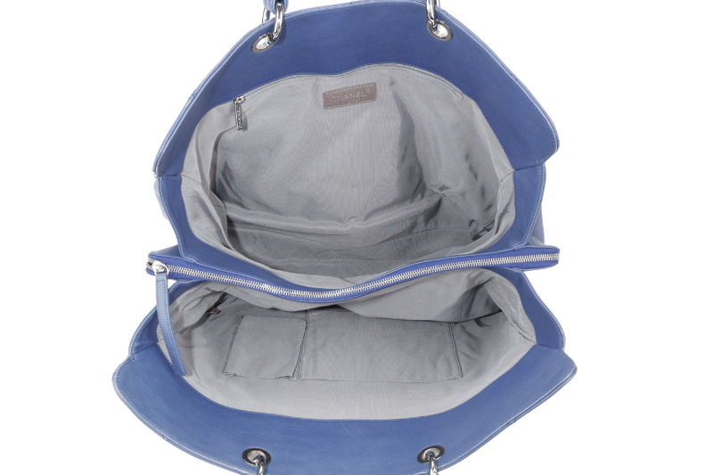 CHANEL TIMELESS SOFT SHOPPER TOTE BLUE CAVIAR LEATHER SILVER HARDWARE (1277xxxx) WITH DUST COVER