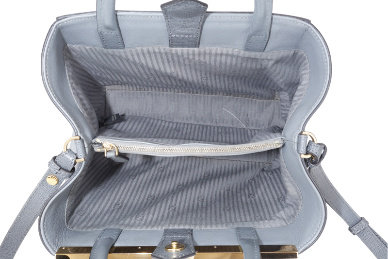 FENDI 2JOURS PETITE (8BH253-D7E-158-0501) GRAY CANVAS LEATHER GOLD HARDWARE NO DUST COVER AND NO BOX