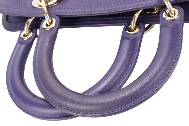 CHRISTIAN DIOR GRANVILLE PURPLE CALF LEATHER GOLD HARDWARE 17-BO-0173 WITH DUST COVER AND STRAPS