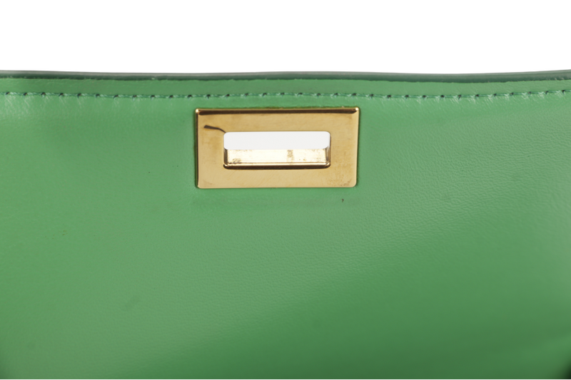 CELINE GREEN GOATSKIN MEDIUM CLASSIC BOX FLAP BAG IN PALM GOLD HARDWARE WITH STRAPS, DUST COVER AND BOX