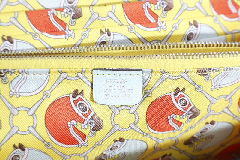 HERMES AZAP LONG WALLET BLEU ATOLL EPSOM LEATHER SILVER HARDWARE WITH BOX