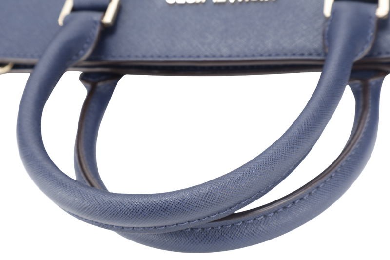 MICHAEL KORS SELMA NAVY SAFFIANO LEATHER SATCHEL BAG GOLD HARDWARE WITH STRAPS AND DUST COVER