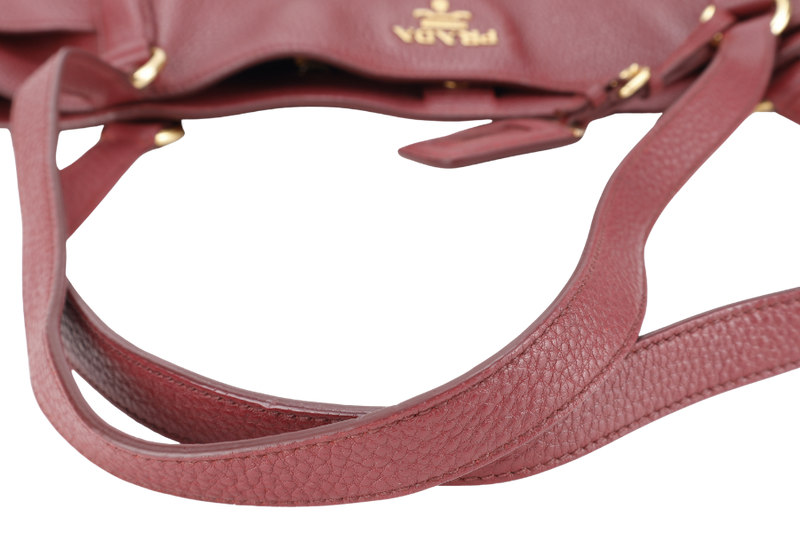 PRADA PINK VITELLO DAINO LEATHER SIDE POCKET TOTE BAG GOLD HARDWARE NO DUST COVER