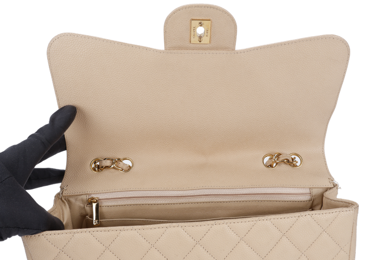 CHANEL CLASSIC FLAP BAG JUMBO BEIGE CAVIAR LEATHER GOLD HARDWARE (1293xxxx) NO DUST COVER