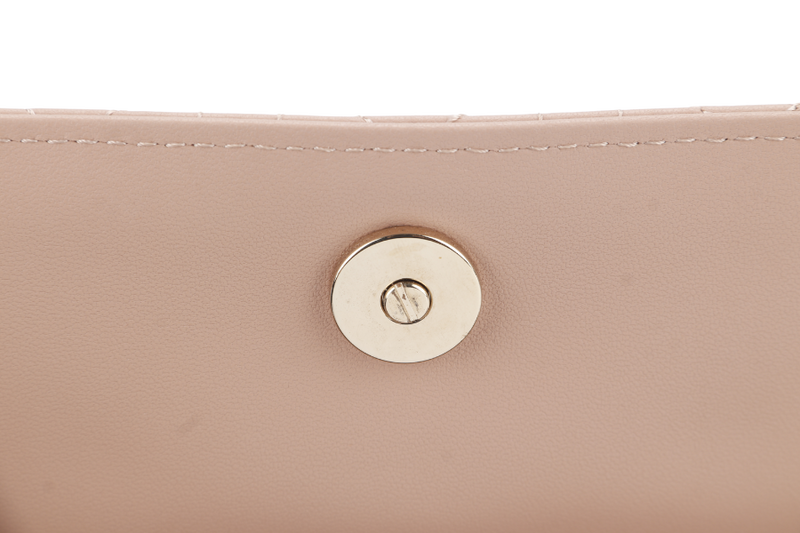 CHRISTIAN DIOR CHAIN TOP HANDLE LADY DIOR WOC MINI CARAMEL BEIGE LAMBSKIN GOLD HARDWARE WITH STRAPS, CARD, DUST COVER AND BOX