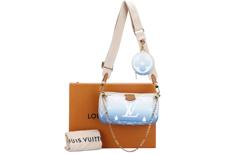 LOUIS VUITTON M57633 MULTI POCHETTE ACCESSORIES BLUE GIANT MONOGRAM CANVAS, WITH STRAP, CHAIN, DUST COVER & BOX