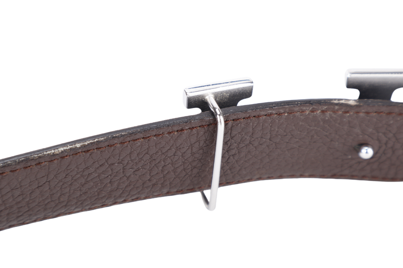 HERMES H BELT DIAMOND STUDDED SILVER HARDWARE BUCKLE WITH 90-95CM REVERSIBLE BELT WITH BOX