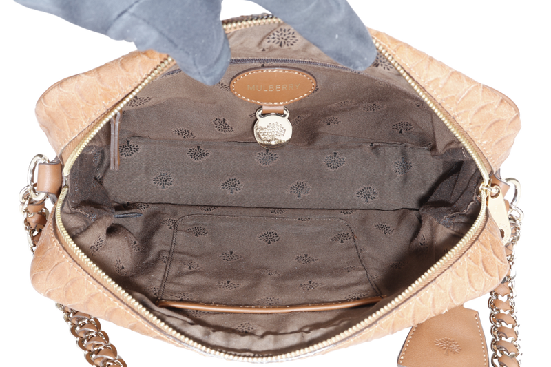 MULBERRY MAISIE BROWN SNAKE PRINT SHOULDER BAG WITH GOLD HARDWARE WITH DUST COVER