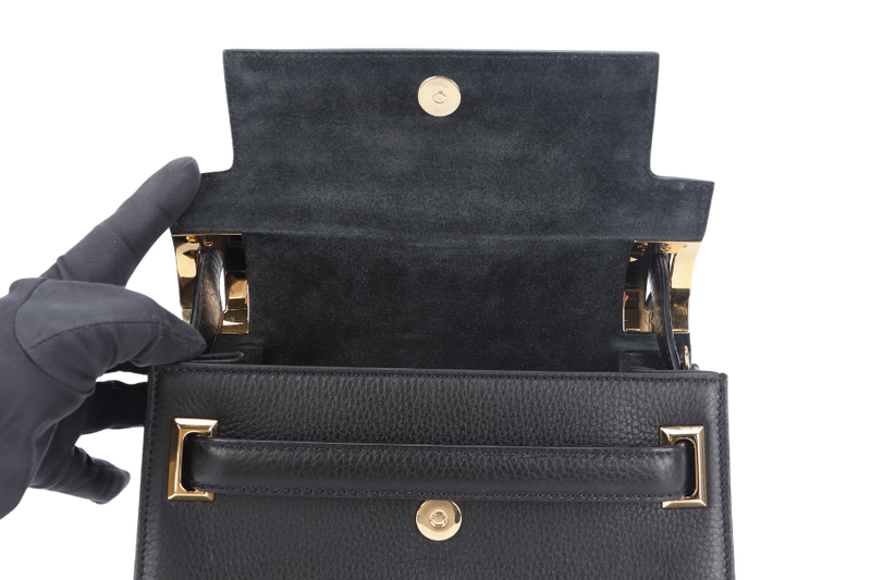 VALENTINO GARAVANI MY ROCKSTUD FRAME BAG MEDIUM BLACK CALFSKIN LEATHER GOLD HARDWARE WITH STRAP AND DUST COVER